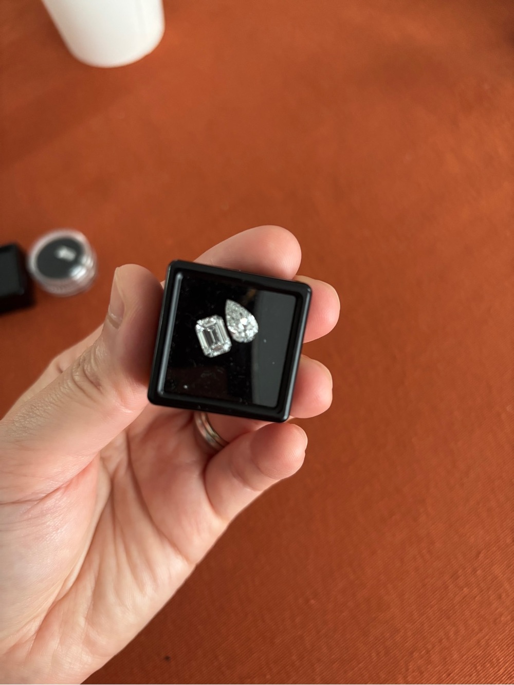 0.98-carat Pear and 1.56-carat Emerald Cut Lab Diamonds